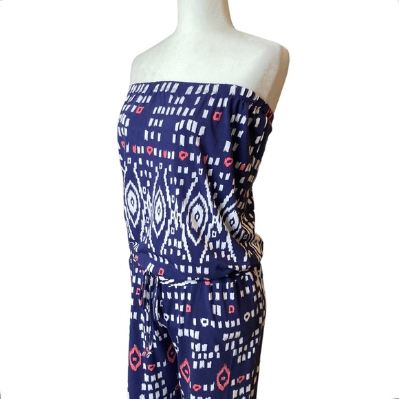 Tori Richard Navy and White Strapless Jumpsuit - Picture 1 of 16